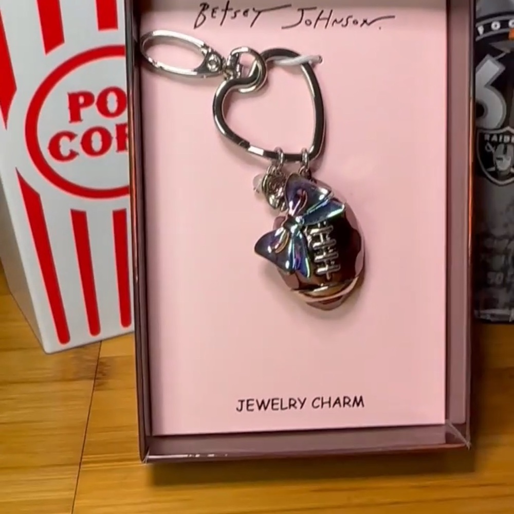 NIB Betsey Johnson Football & Bow Bag Charm - Picture 4 of 12